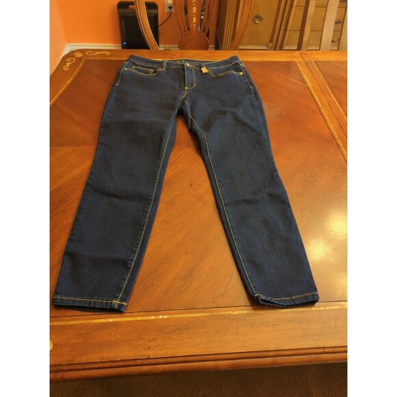 Michael Kors Womens Izzy Cropped Skinny Jeans Size 10 Dark Wash Mid Rise - Picture 1 of 12